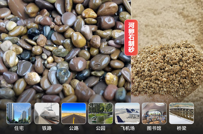 河卵石制砂前后及應(yīng)用領(lǐng)域 河卵石制砂前后及應(yīng)用領(lǐng)域