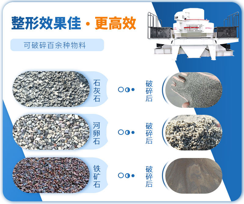 制砂機成品粒度多樣化，各種石料都不怕